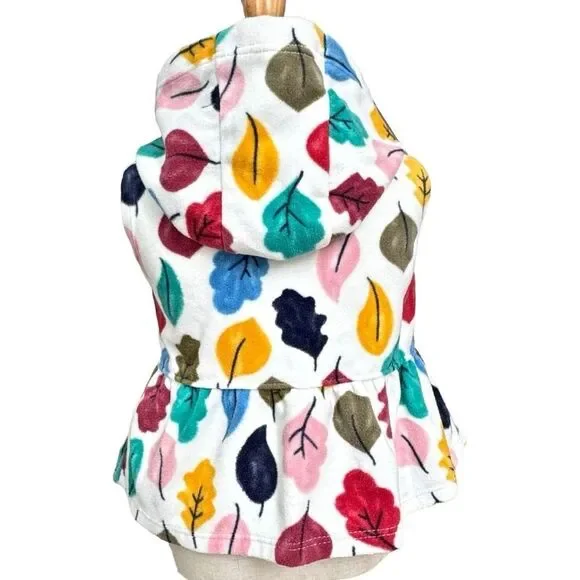 Carter’s Baby Girl Sleeveless Colorful Leaf Print Hooded Fleece Vest. 12 Months. - Picture 2 of 4